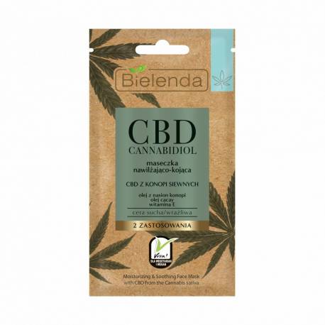 Maseczka nawilżająco-kojąca z CBD z konopi siewnych cera sucha/wrażliwa - BIELENDA