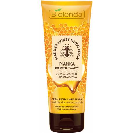 MANUKA HONEY NUTRI ELIXIR Oczyszczająco-nawilżająca pianka do mycia twarzy cera sucha i wrażliwa - BIELENDA