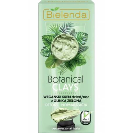 BOTANICAL CLAYS Wegański krem z glinką zieloną dzień/ noc - BIELENDA