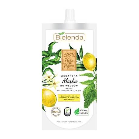 Maska do włosów 100% PURE VEGAN - WŁOSY PRZETŁUSZCZAJĄCE SIĘ - BIELENDA
