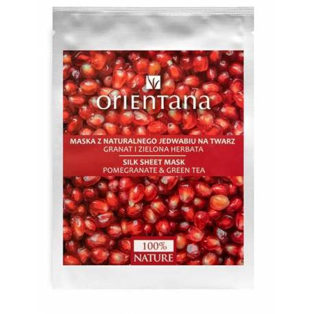 Maska z naturalnego jedwabiu na twarz GRANAT I ZIELONA HERBATA - ORIENTANA